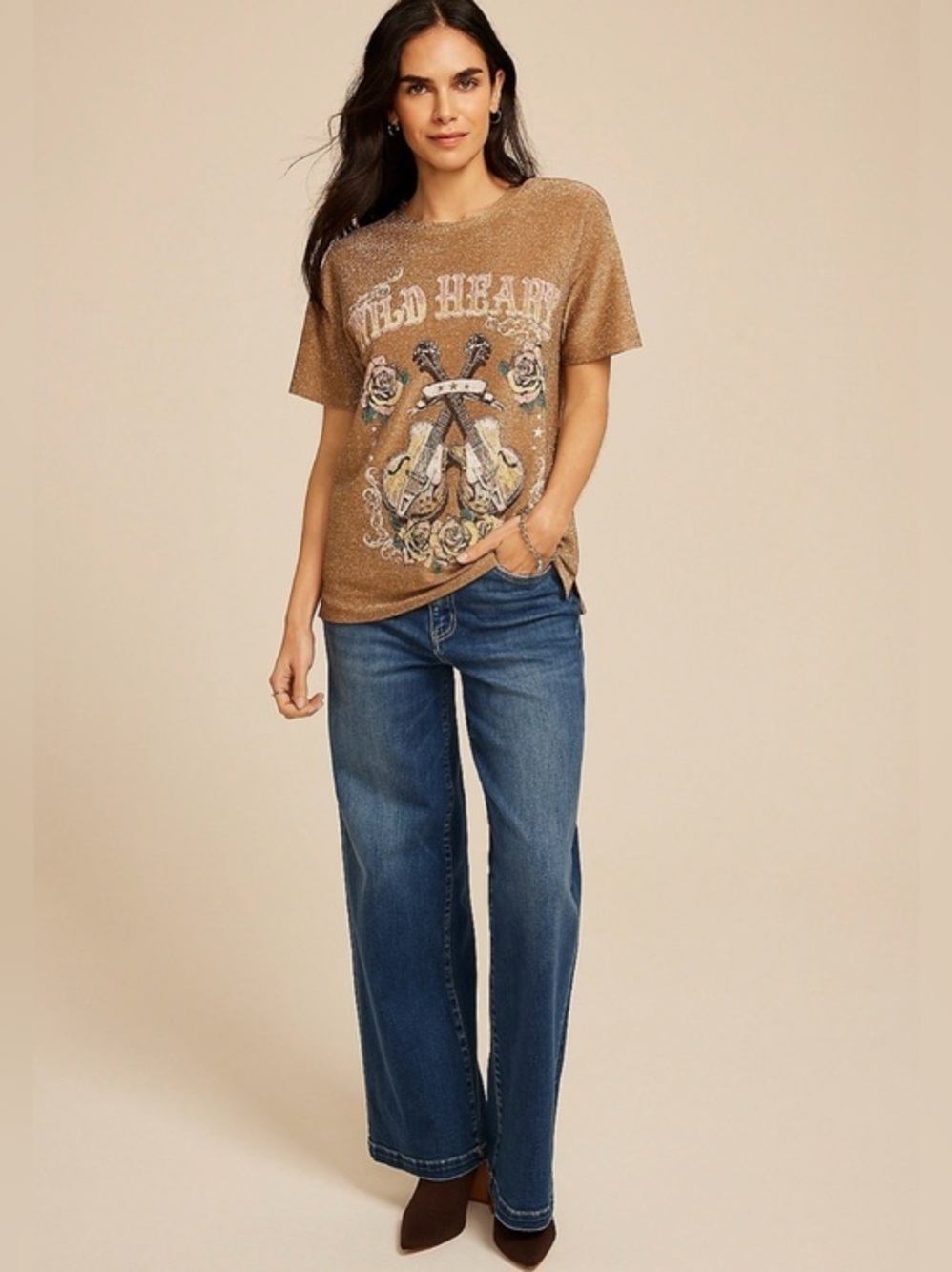 Maurices XL Wild Heart short sleeve glitter graphic tee NWT